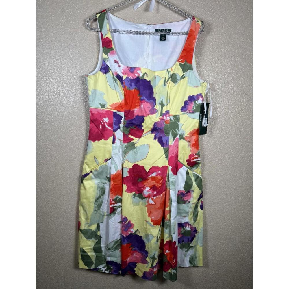 Lauren Ralph Lauren Dress‎ Molte Coral Floral Print Size 12 Tea Party Church